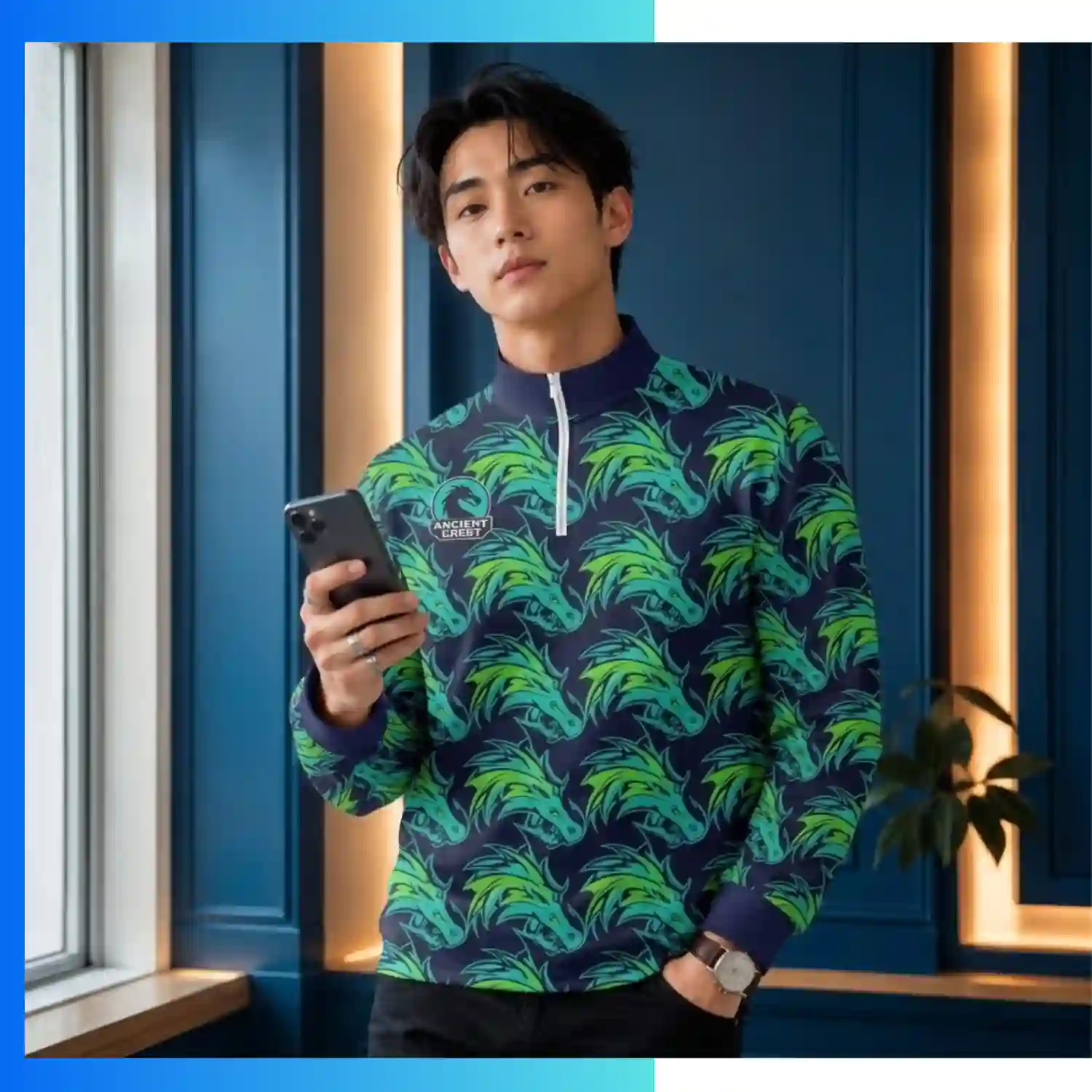 Custom 250G Looped Terry Half Zip Sweatshirt – Lightweight Sublimation Team Pullover - Image 3