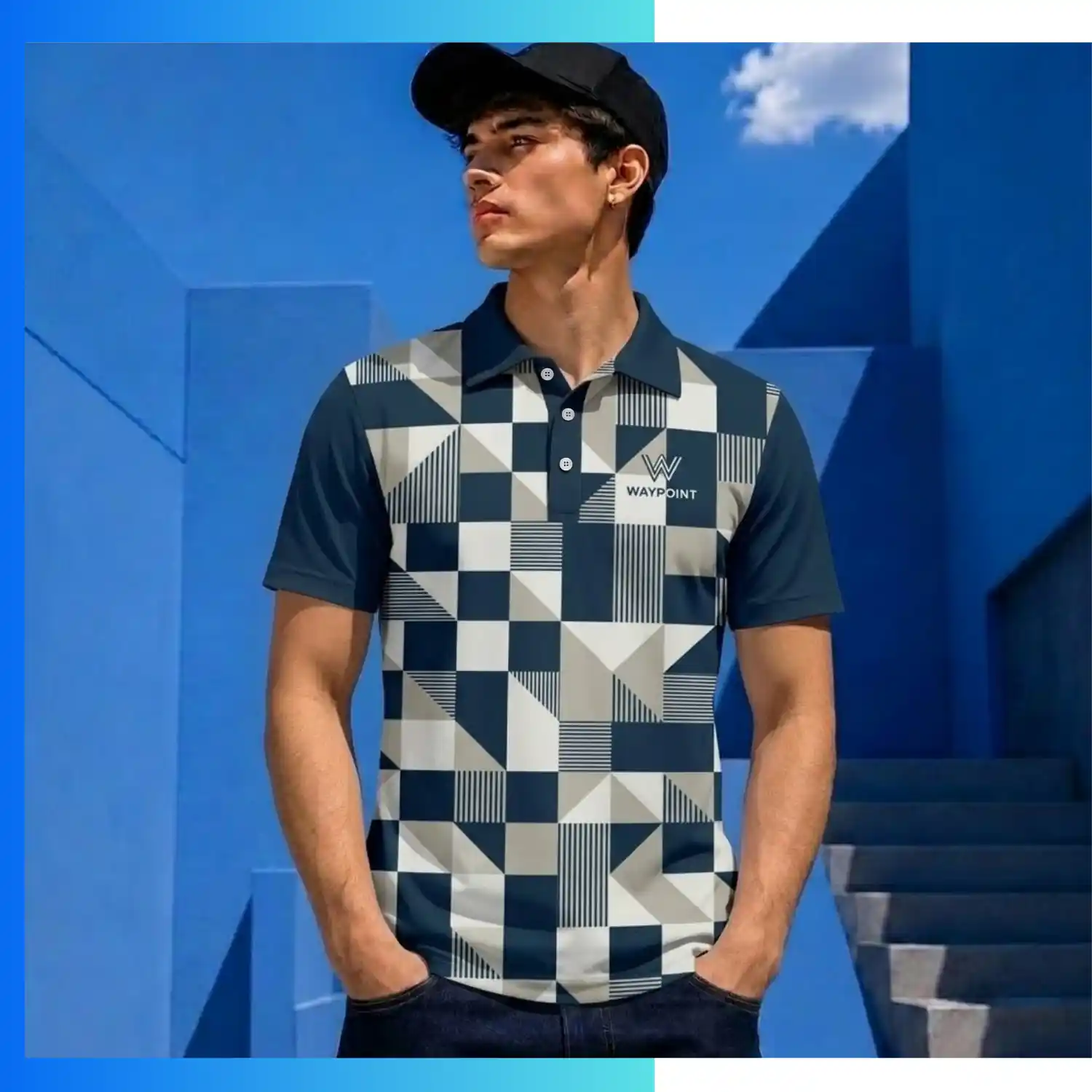 Men’s Sublimation Short Sleeve Golf Polo – 150GSM Pinhole Performance Ventilated Custom Shirt - Image 3