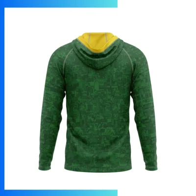 Alternative view of Birdseye Mesh Full Sublimation Long Sleeve Hooded Shirt – Lightweight Breathable Custom Hoodie Tee