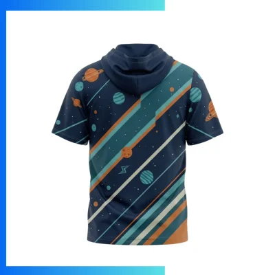 Alternative view of Custom Full Sublimation 180G Cotton-Feel Short Sleeve Hooded T-Shirt – Soft Performance Hoodie Tee