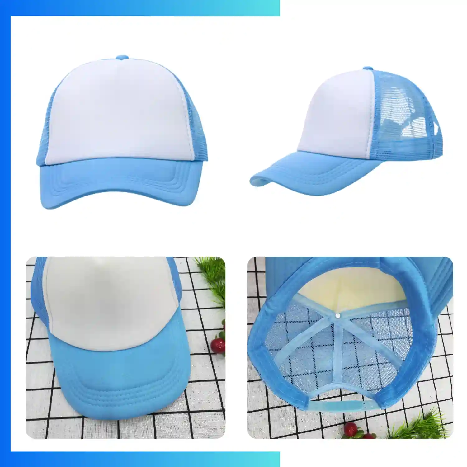 Trucker Cap – 5-Panel Mesh Back Snapback Hat | Custom Heat Press Logo - Image 2