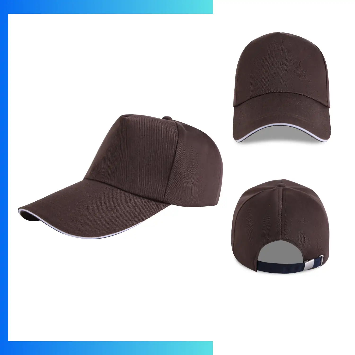 Sandwich Bill Trucker Cap – 5-Panel Mesh Back Hat | Metal Buckle Custom Logo Cap - Image 16