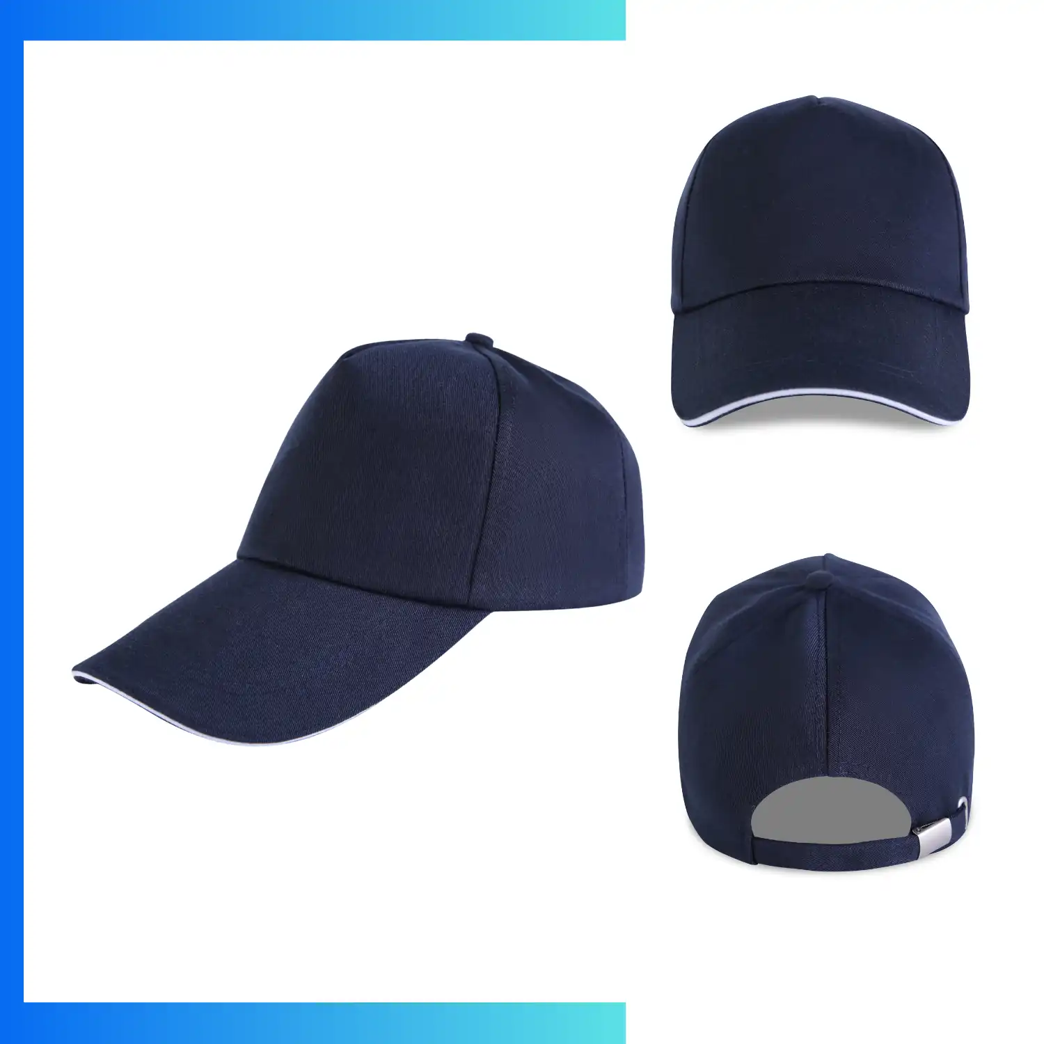 Sandwich Bill Trucker Cap – 5-Panel Mesh Back Hat | Metal Buckle Custom Logo Cap - Image 12