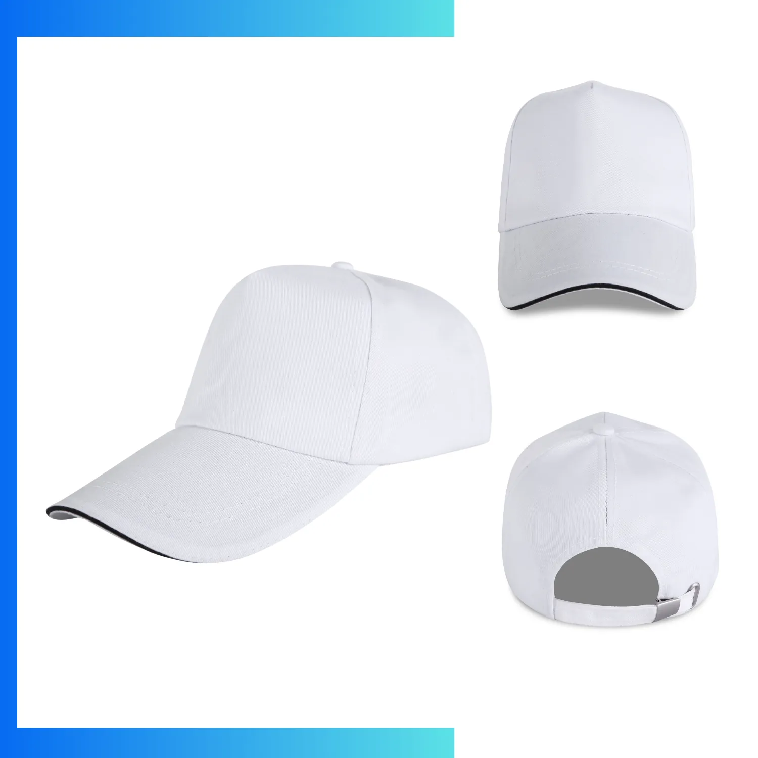 Sandwich Bill Trucker Cap – 5-Panel Mesh Back Hat | Metal Buckle Custom Logo Cap - Image 8