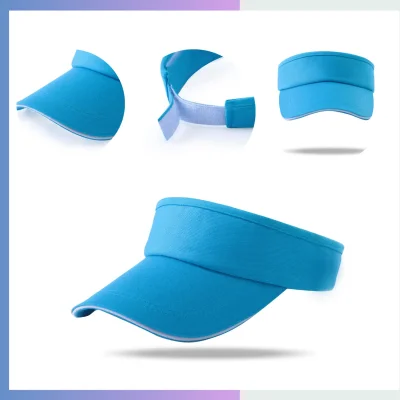 80% cotton 20% polyester open-top sun visor 8.5cm pre-curved sandwich bill adjustable hook loop closure