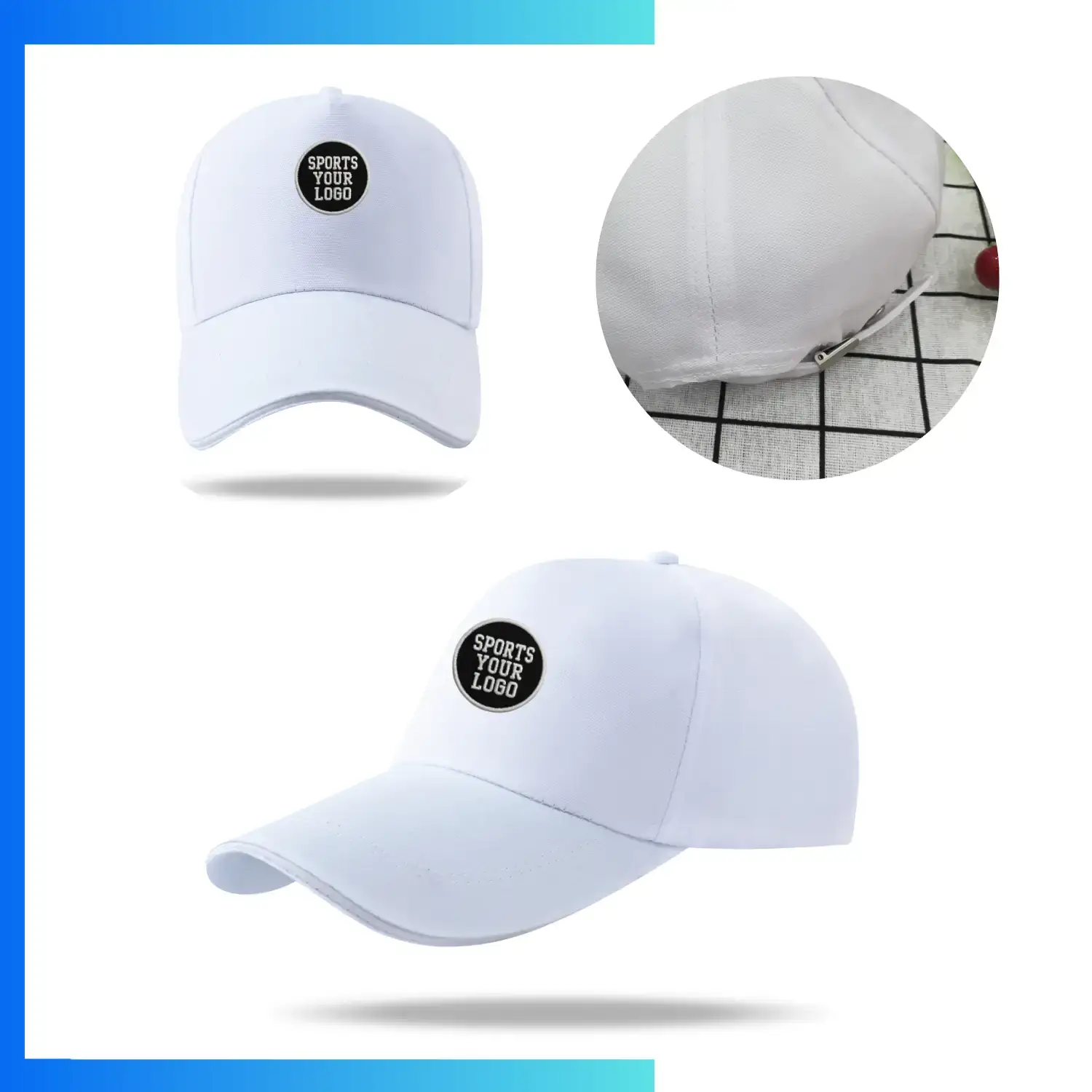 Canvas Structured 5-Panel Cap – Custom Embroidery & Patch Logo Adjustable Cap - Image 5