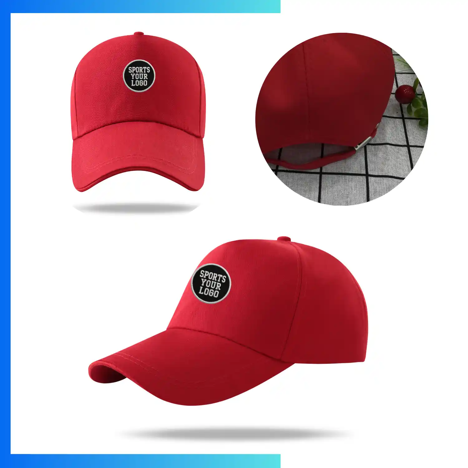Canvas Structured 5-Panel Cap – Custom Embroidery & Patch Logo Adjustable Cap - Image 4