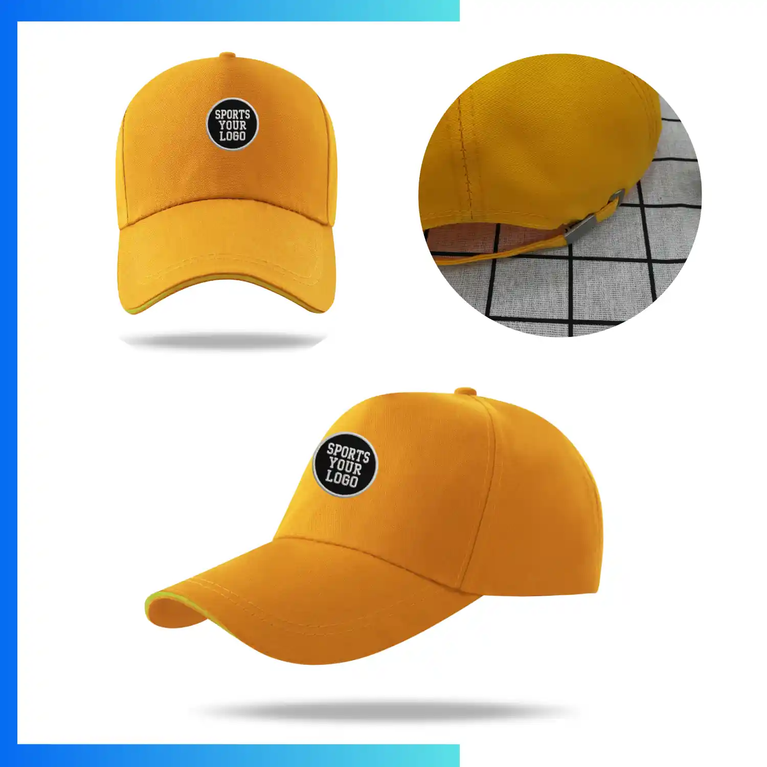 Canvas Structured 5-Panel Cap – Custom Embroidery & Patch Logo Adjustable Cap