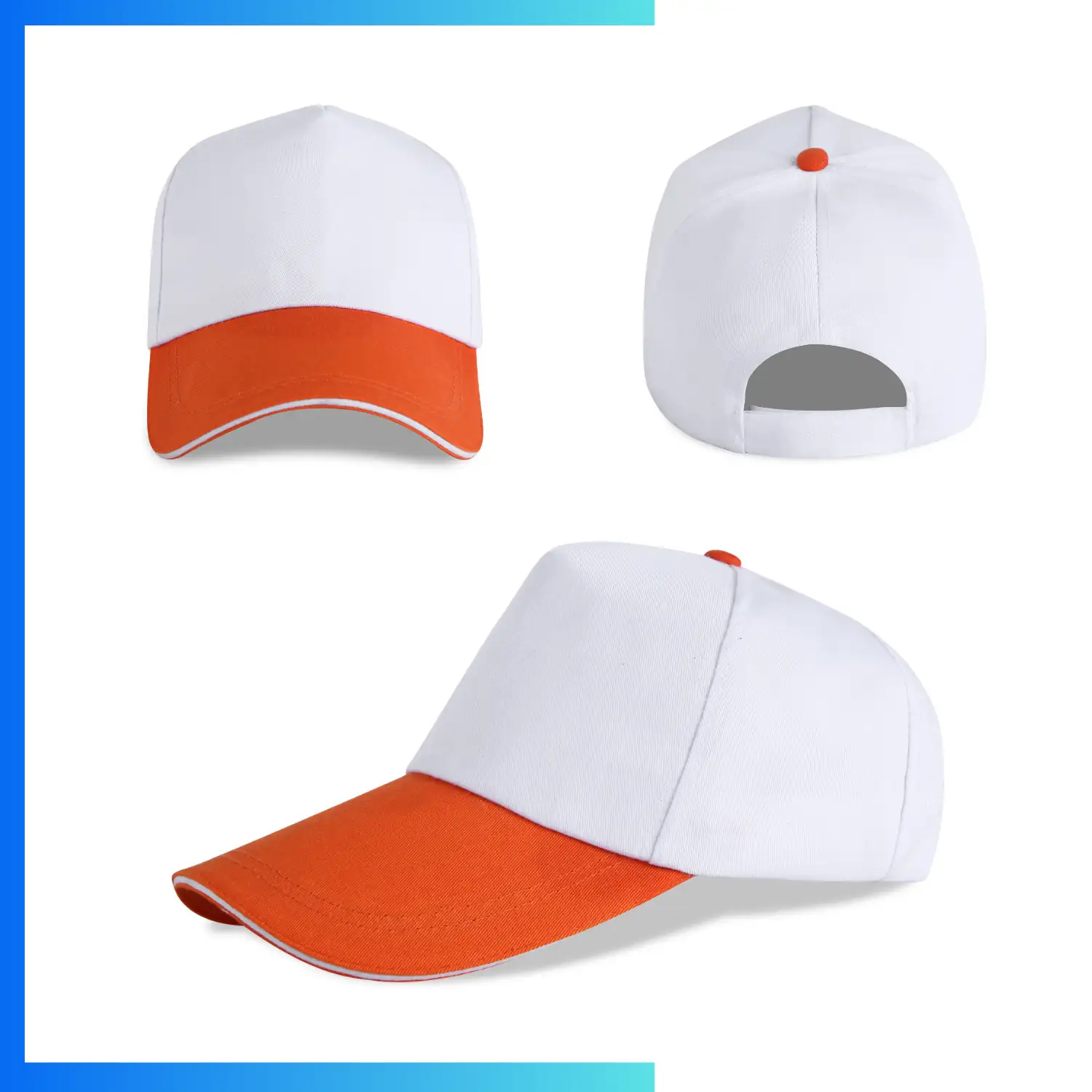 Structured Two-Tone 5-Panel Cap with Sandwich Bill – Custom Embroidery & Patch Logo Cap