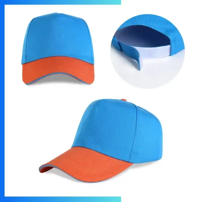 Alternative view of Structured Two-Tone 5-Panel Cap with Sandwich Bill – Custom Embroidery & Patch Logo Cap