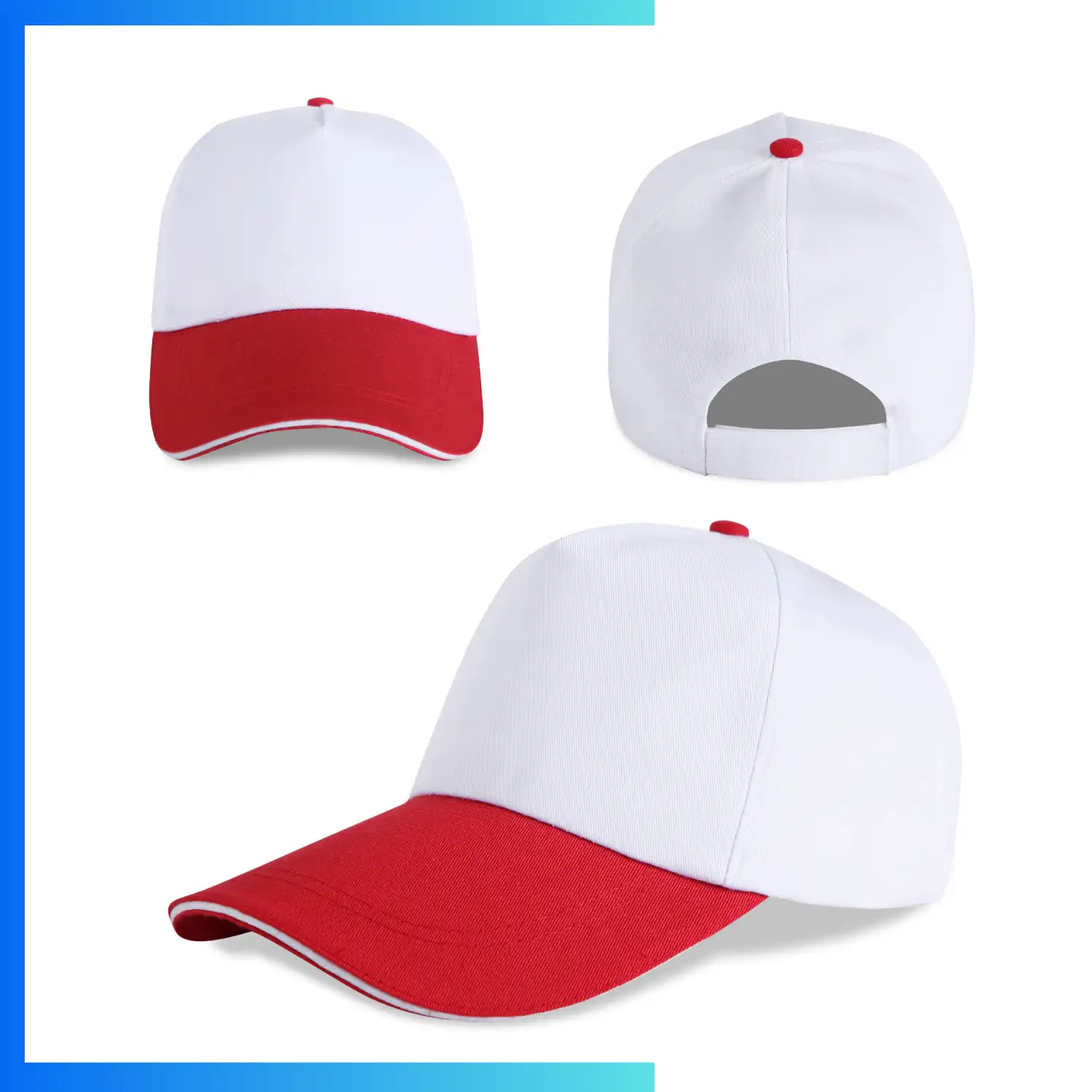 Structured Two-Tone 5-Panel Cap with Sandwich Bill – Custom Embroidery & Patch Logo Cap - Image 3