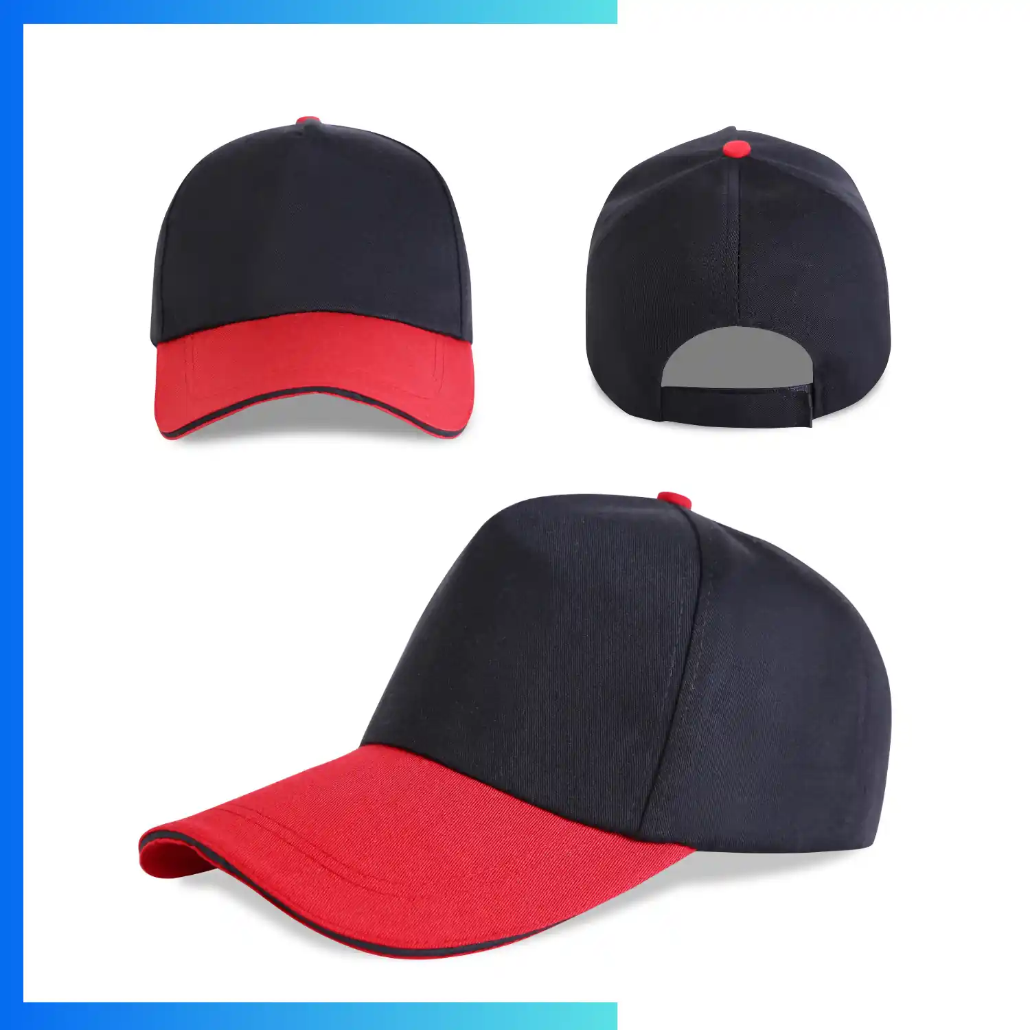 Structured Two-Tone 5-Panel Cap with Sandwich Bill – Custom Embroidery & Patch Logo Cap - Image 4