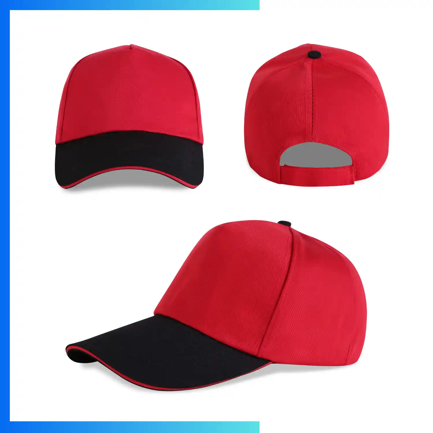 Structured Two-Tone 5-Panel Cap with Sandwich Bill – Custom Embroidery & Patch Logo Cap - Image 6