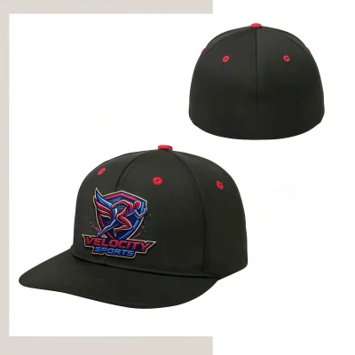180gsm Tactel milk silk flat bill cap structured 6-panel mid crown front buckram spandex stretch fit