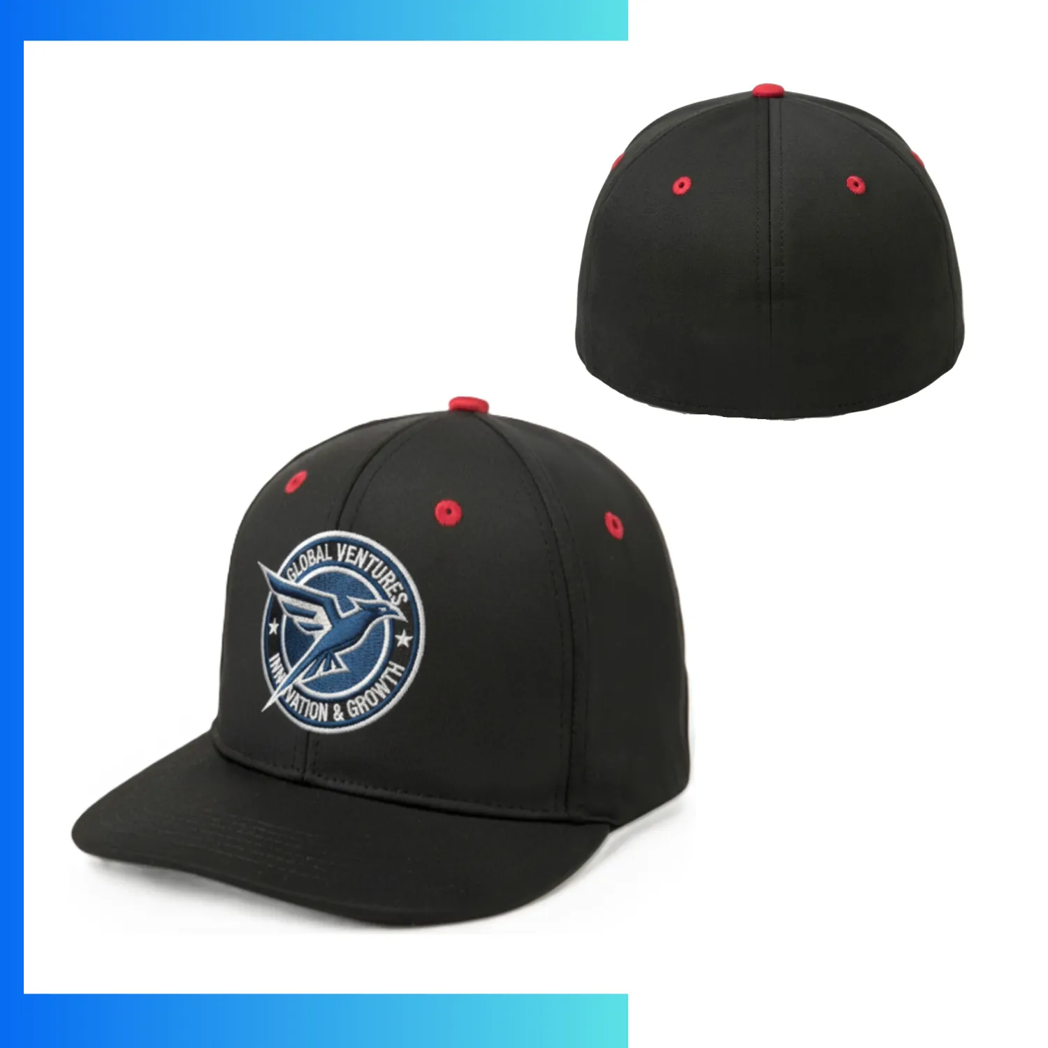 Premium 6-Panel Mid Crown Flat Bill Cap – Custom Tactel Streetwear Hip Hop Snapback Hat