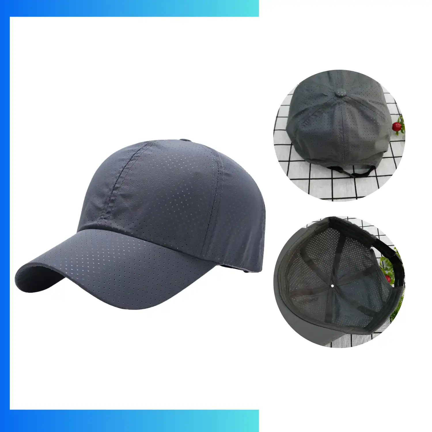 Quick Dry Polyester 6-Panel Structured Sports Cap – Elastic Buckle Performance Training Hat - Image 4