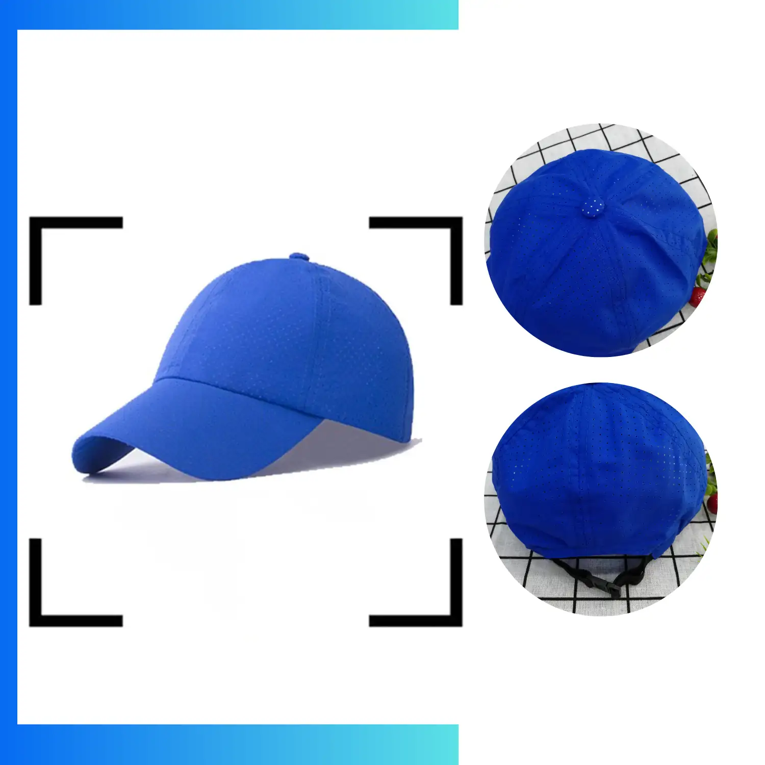 Quick Dry Polyester 6-Panel Structured Sports Cap – Elastic Buckle Performance Training Hat - Image 5