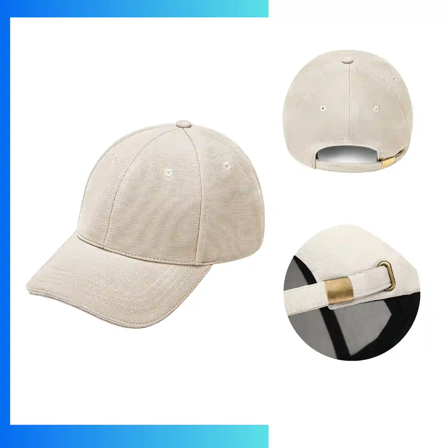 Constructed 6-Panel Ottoman Sandwich Cap - Stock Offer | Textured Fabric with Metal Tuck Buckle - Image 3