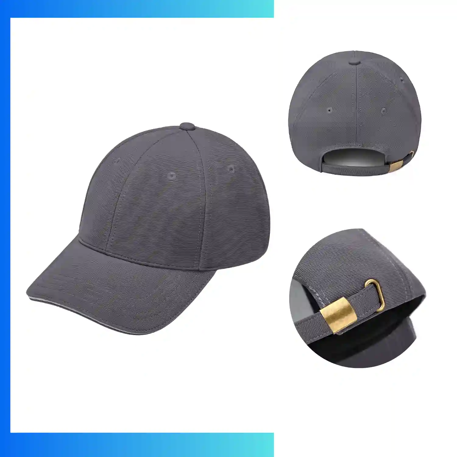 Constructed 6-Panel Ottoman Sandwich Cap - Stock Offer | Textured Fabric with Metal Tuck Buckle - Image 4