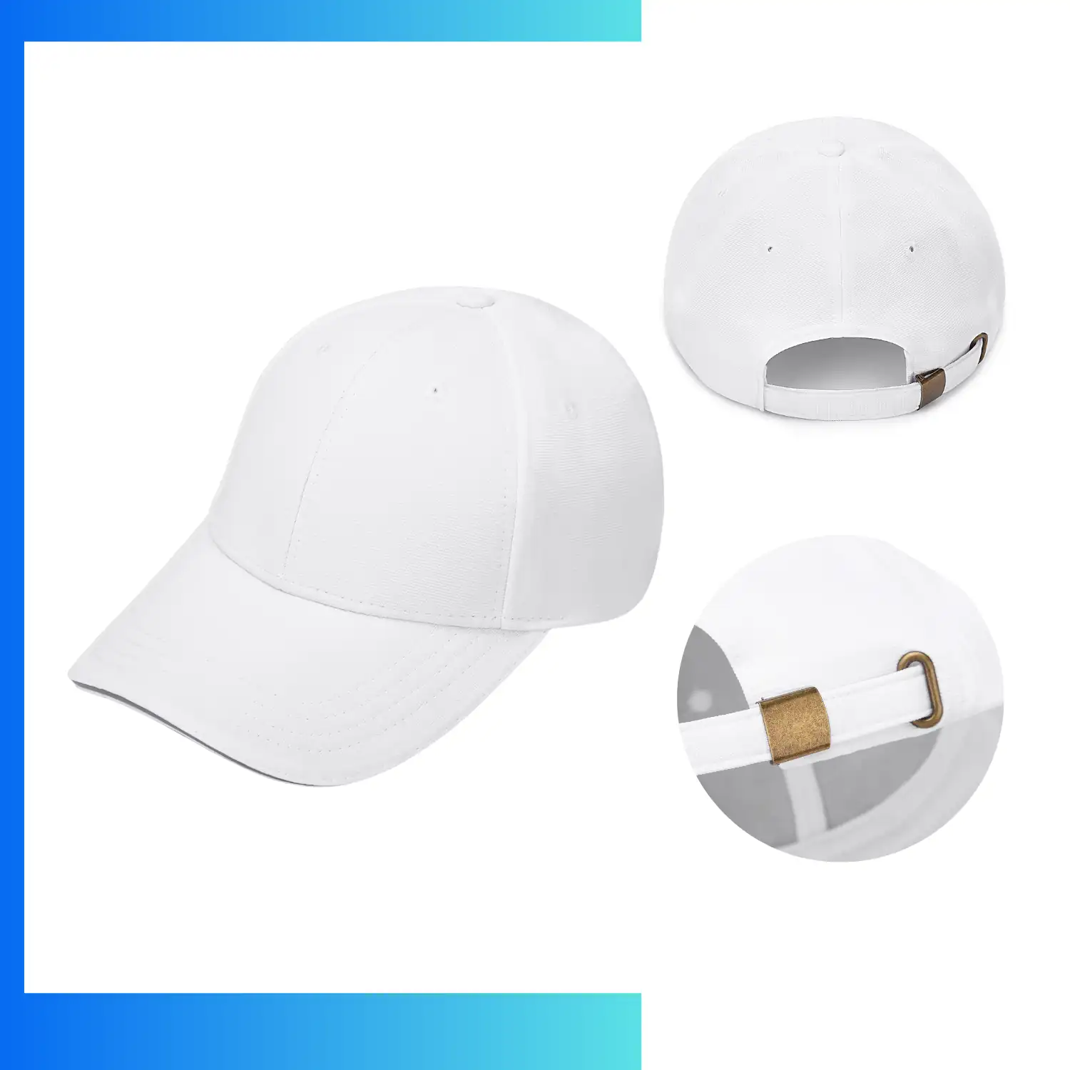 Constructed 6-Panel Ottoman Sandwich Cap - Stock Offer | Textured Fabric with Metal Tuck Buckle - Image 5