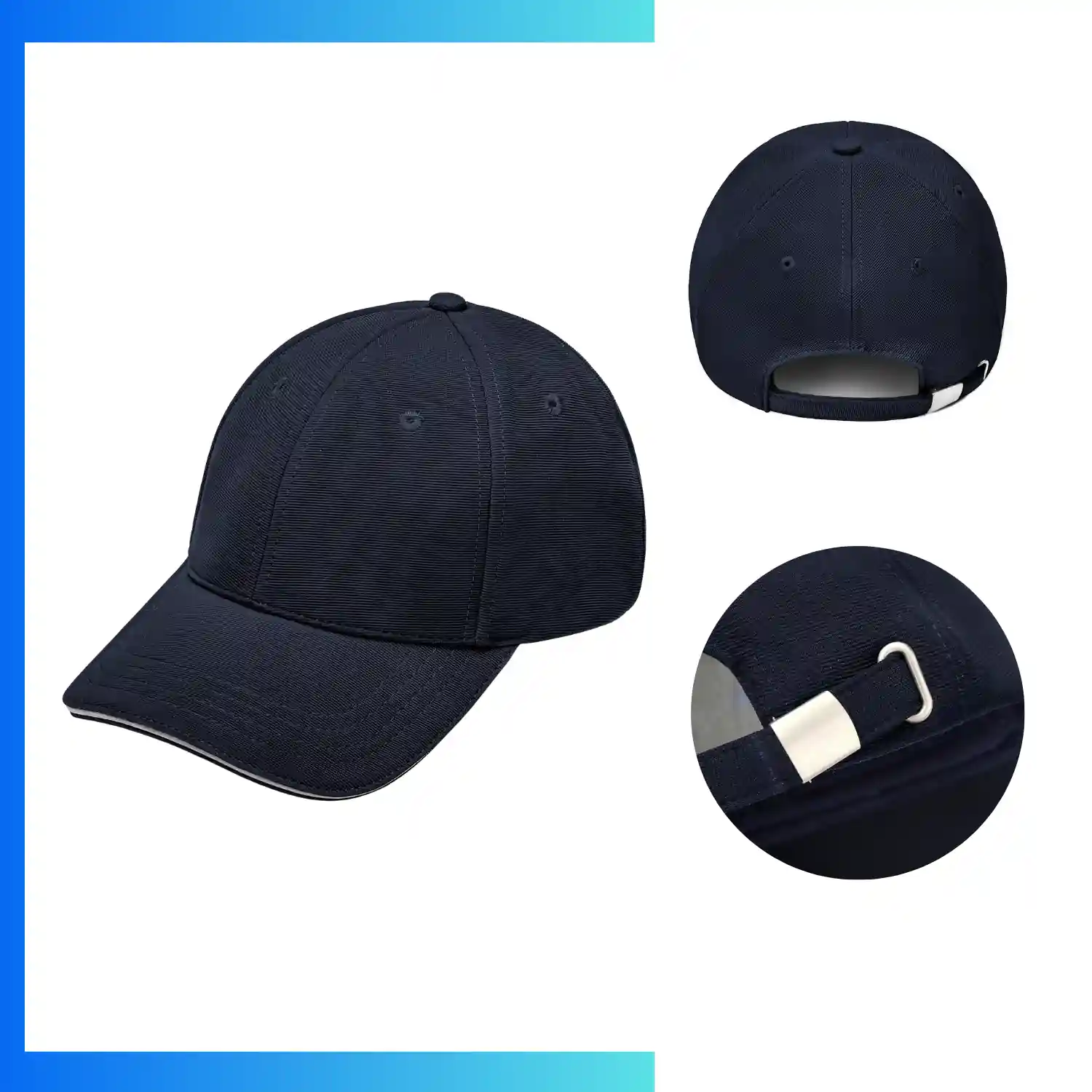 Constructed 6-Panel Ottoman Sandwich Cap - Stock Offer | Textured Fabric with Metal Tuck Buckle - Image 7