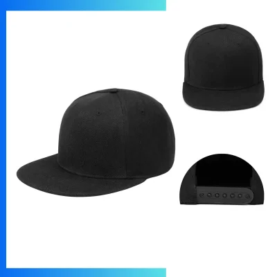 Alternative view of Structured 6-Panel Custom Flat Bill Snapback Cap – Hip Hop Streetwear Polyester Baseball Hat with Snap Closure