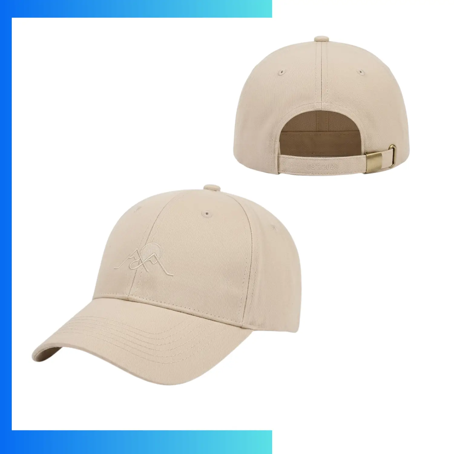 Cotton 6-Panel Structured Baseball Cap – Custom Advertising Cap with Pre-Curved Visor & Metal Buckle Closure