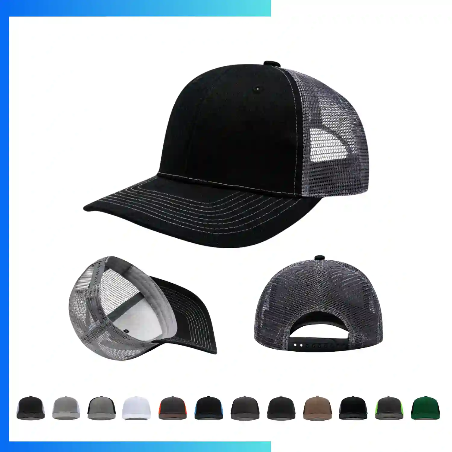 6-Panel Structured Trucker Cap 280gsm Cotton Twill Mesh Back - Image 9