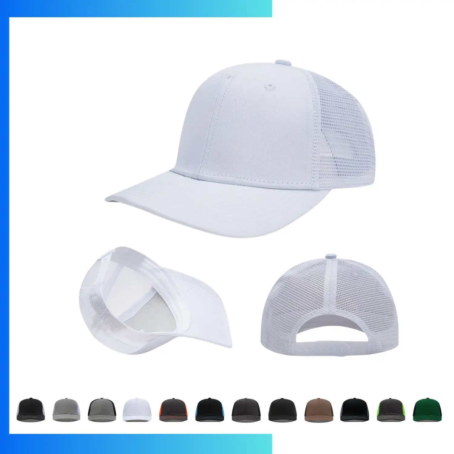 6-Panel Structured Trucker Cap 280gsm Cotton Twill Mesh Back - Image 2