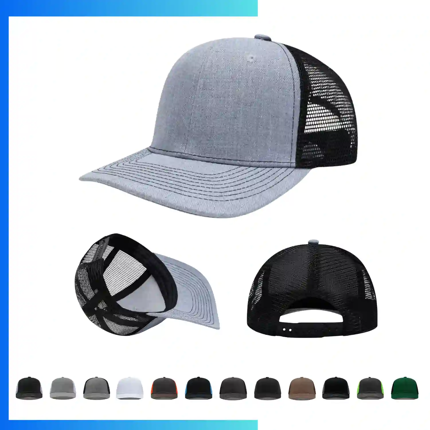 6-Panel Structured Trucker Cap 280gsm Cotton Twill Mesh Back - Image 4