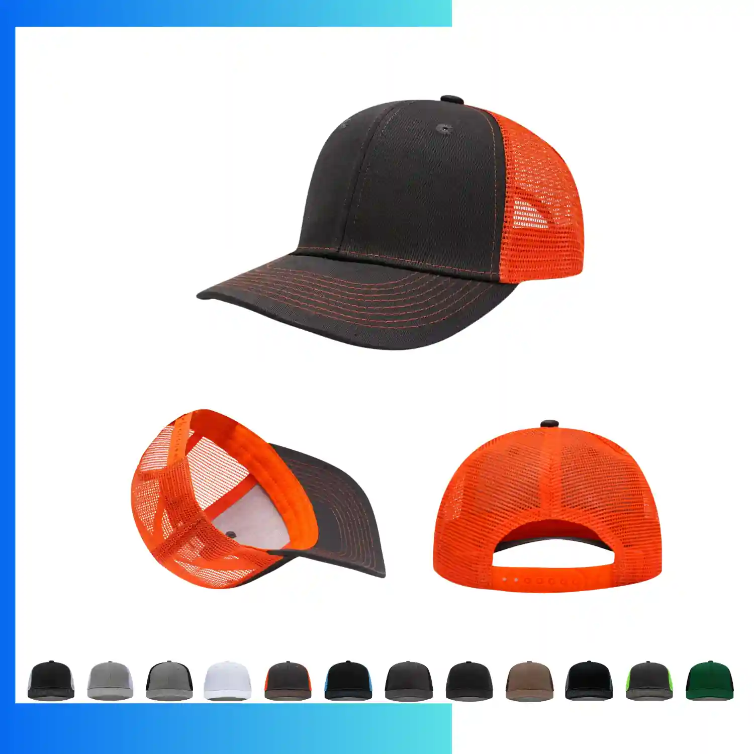 6-Panel Structured Trucker Cap 280gsm Cotton Twill Mesh Back - Image 5