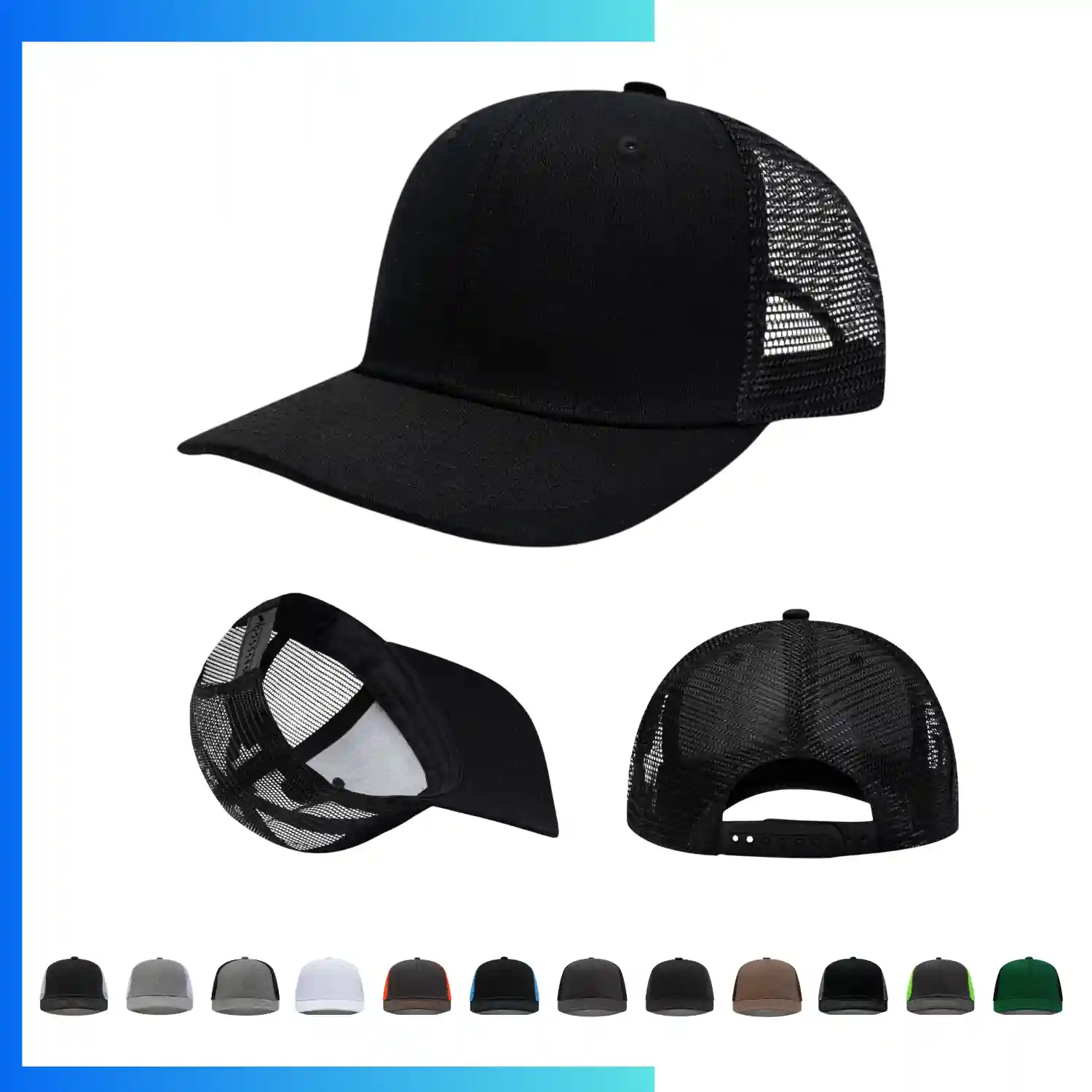 6-Panel Structured Trucker Cap 280gsm Cotton Twill Mesh Back - Image 6