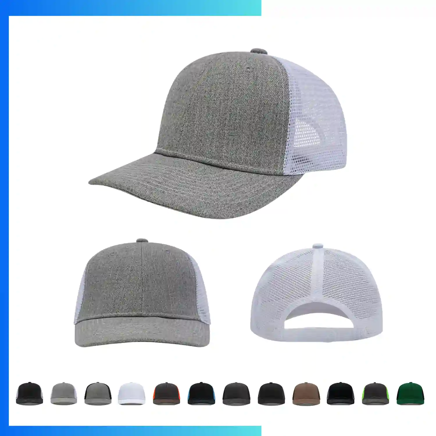 6-Panel Structured Trucker Cap 280gsm Cotton Twill Mesh Back - Image 8