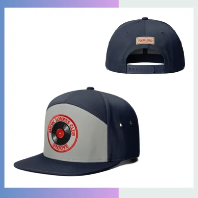 7-panel structured snapback cap 10856 280gsm cotton twill flat bill skull hugging fit