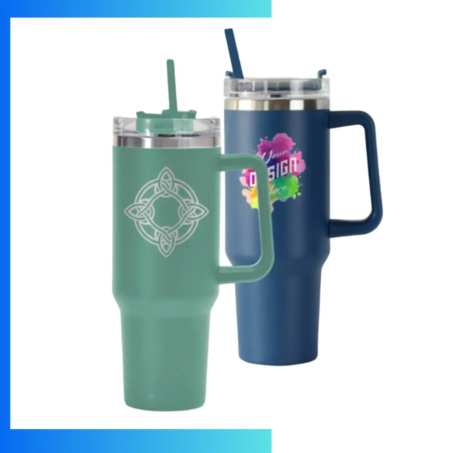 40oz Stainless Steel Tumbler – Extra Large Custom Laser Engraved / UV Print Insulated Travel Mug