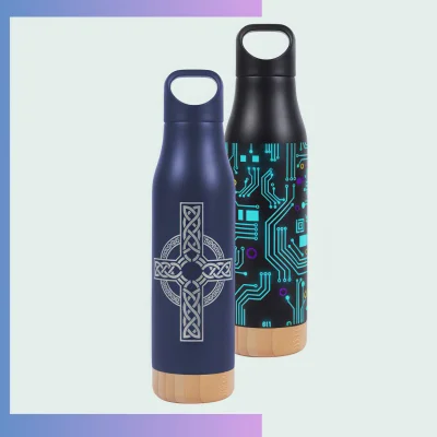 17oz wood base vacuum tumbler, 304 inner 201 steel, laser logo for premium coffee & corporate gifts