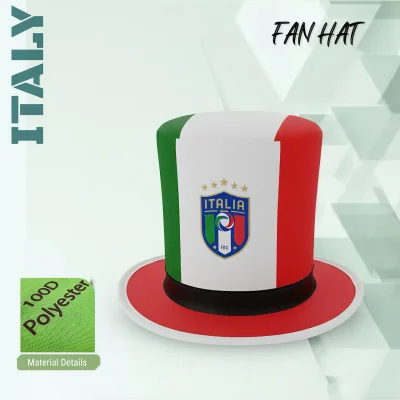2026 FIFA World Cup Italy FIGC fan top hat, 100D polyester novelty party hat with flag colors