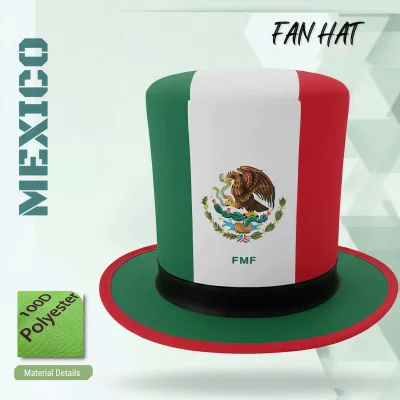 Mexico flag style fan hat 100D polyester full sublimation printed FMF logo supporter hat