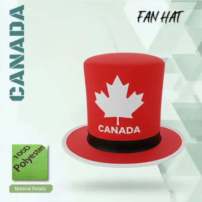 Canada flag style fan hat 100D polyester full sublimation printed maple leaf supporter hat