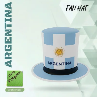 Argentina flag style fan hat 100D polyester full sublimation printed Sun of May emblem supporter hat