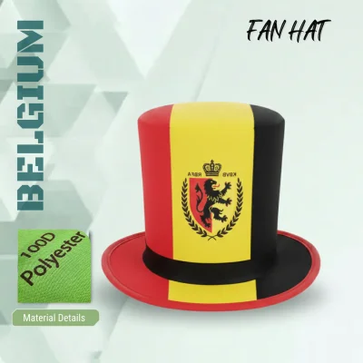 Belgium flag style fan hat 100D polyester full sublimation printed crest supporter hat