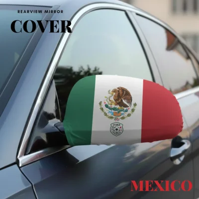 Mexico flag rearview mirror cover four-way stretch fabric full sublimation printed car accessory