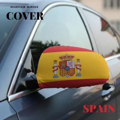Spain flag rearview mirror cover four-way stretch fabric full sublimation printed car accessory