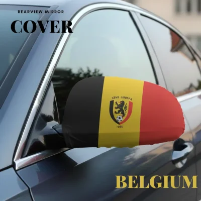 Belgium flag rearview mirror cover four-way stretch fabric full sublimation printed car accessory