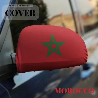Morocco flag rearview mirror cover four-way stretch fabric full sublimation printed car accessory