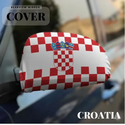 Croatia flag rearview mirror cover four-way stretch fabric full sublimation printed car accessory