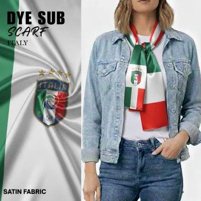 Italy national flag satin scarf 15x145cm full color sublimation printed silky fan scarf