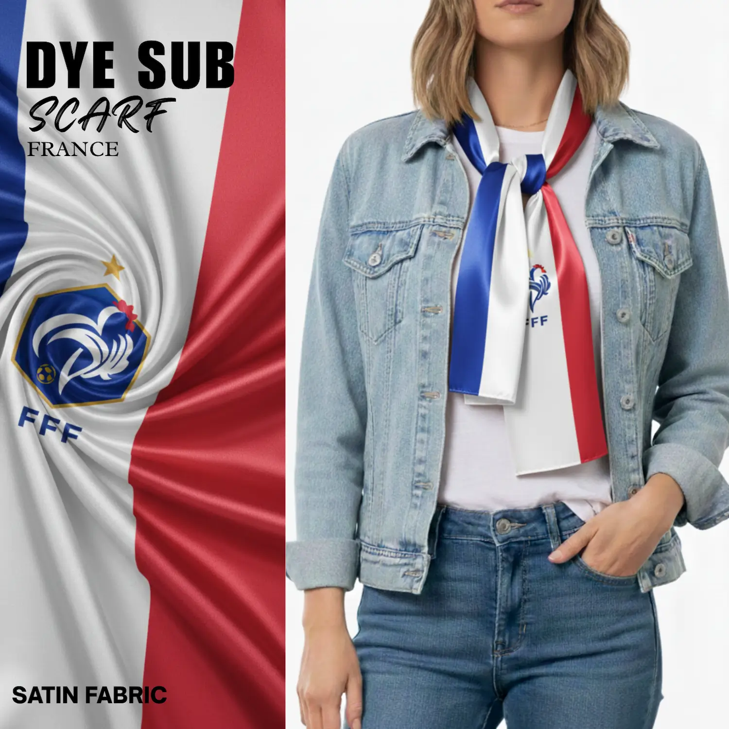 Costa Rica national flag satin scarf 15x145cm full color sublimation printed silky fan scarf