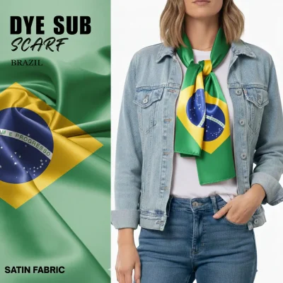 Brazil national flag satin scarf 15x145cm full color sublimation printed silky fan scarf