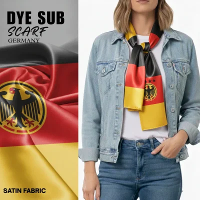 Germany national flag satin scarf 15x145cm full color sublimation printed silky fan scarf
